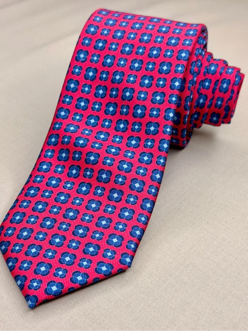 Charles Tyrwhitt London Silk Tie | Pink & Blue Geometric Pattern